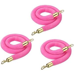LQSYBHD 3 Pcs Velvet Rope,Velvet Stanchion Rope,Hanging Rope,Stanchion Rope,Crowd Control Rope with Snap Hooks,Carpet Ropes,for Party Event and Red Carpet(Size:4.9ft)