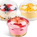 50 Pack 16 Oz Plastic Dessert Cups with Dome Lids, Acai Bowls Clear Party Serving Bowls for Parfaits, Snacks, Cakes, Fruits
