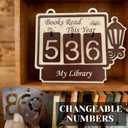 Books Read This Year Counter SignBook Counter Tracker, Wooden Hanging Library DecorBookish Gifts Accessories for Book Lovers,Bookworm, Bookclub, Stocking Stuffers