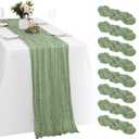 8 Pack Sage Green Cheesecloth Table Runners 20x120 Inch Gauze Table Runner Cheese Cloth 10FT Green Table Runner Rustic Sheer Runner for Wedding Baby Shower Birthday Party Table Decor