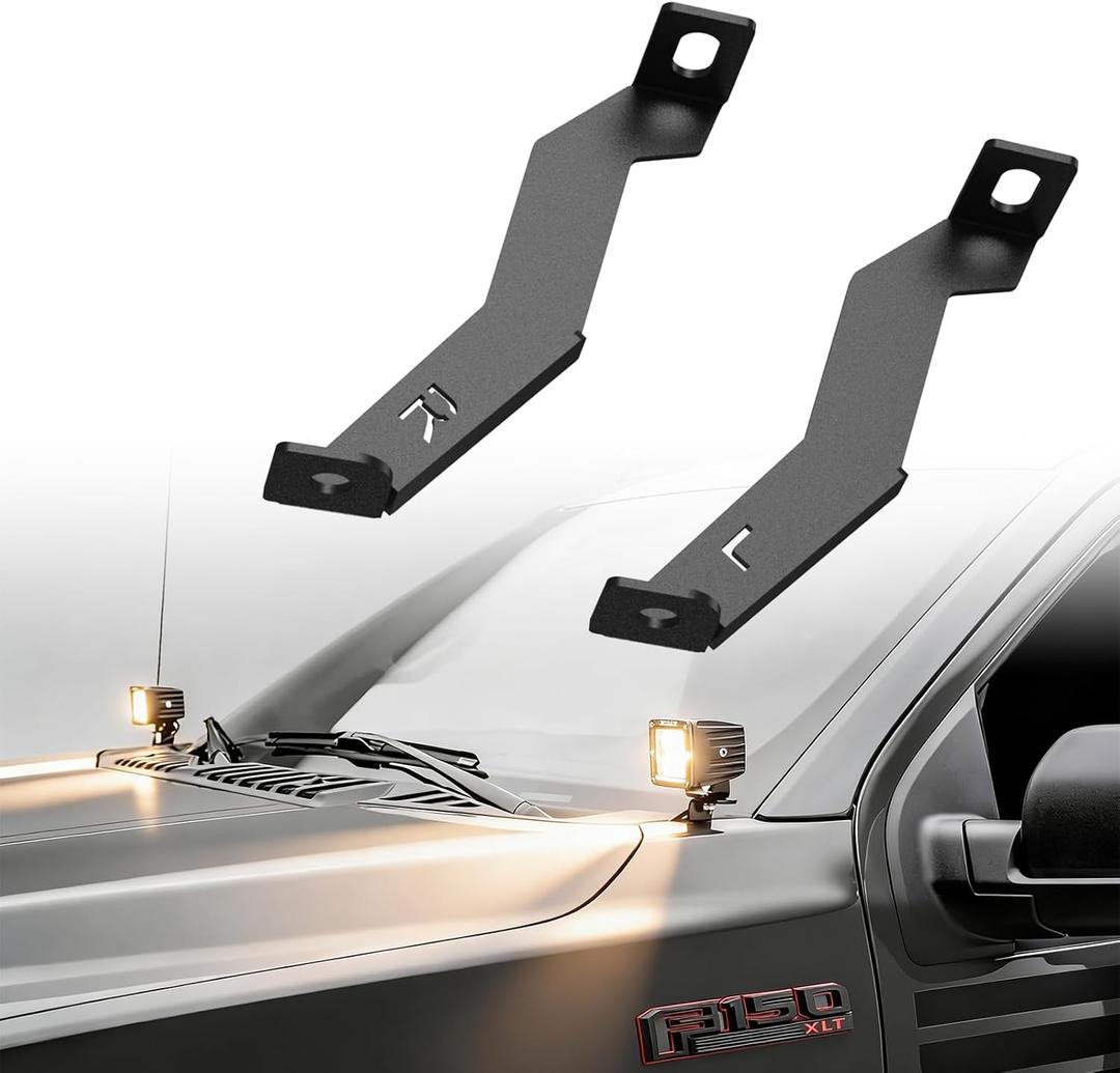 Hood Mount Light Brackets for 15-26 Ford F150, Front A-Pillar F150 Engine Hood Ditch Light Pods Mount for 15-26 Ford F-150 F150 (NOT for 24-26 Tremor & STX Model & Raptor Model) Only 2 PCS Brackets