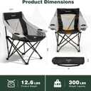 SUNNYFEEL Oversized Camping Chairs for Adults, Heavy Duty Portable Folding Chair with Carry Bag, Side Pockets & Cup Holder, Supports 300 lbs, for Tailgating Hiking Picnic Backyard Black