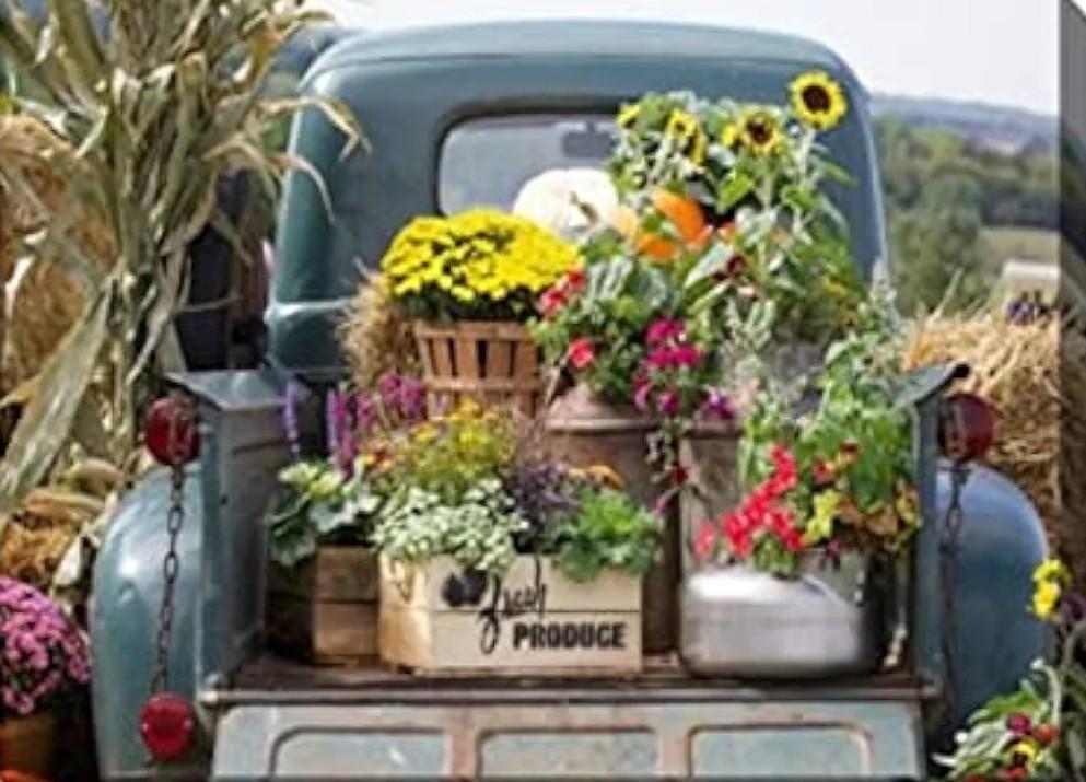 Green and Gray Fresh Produce Outdoor Canvas Rectangular Wall Art Decor 16 × 24"