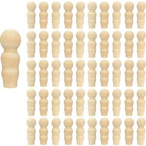 50 Pieces Wood Peg Dolls Unfinished Wooden People Craft Blank Family Figures 3/4 x 2-1/4 inch