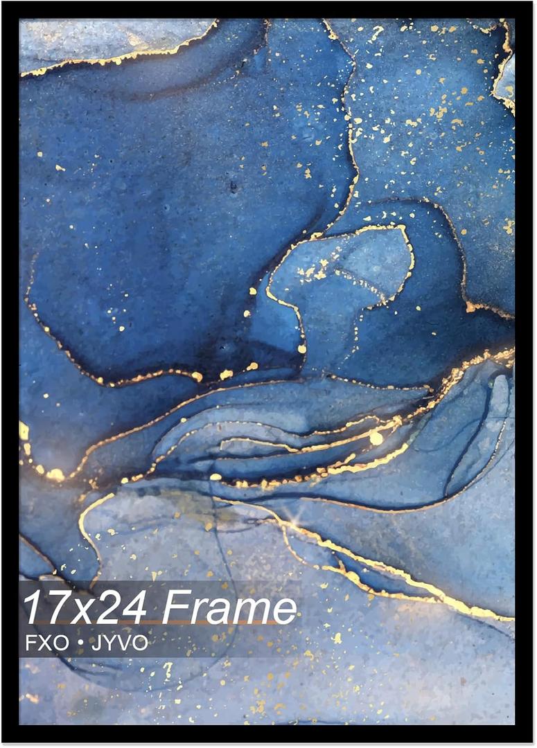 Fxojyvo 17x24 Picture Frame, Black Frame for 17 x 24 Inch Picture Poster Photo, Light Weight and High Transparent 17 by 24 Frame for Wall - 1 Pack/Black/17 x24 (Frame Warped)