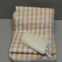 Cute Gingham Picnic Blanket, Waterproof Foldable, in Large 80x60in and Extra Large 80x80in, Portable Compact Beach Blanket, Oversized XL Outdoor Mat (Tan, X-Large)