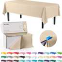 Party Solids 54 Inch X 300 Feet Ivory Plastic Table Cover Roll in A Cut - to - Size Box with Convenient Slide Cutter. Cuts Up to 36 Rectangle 8 Feet Plastic Disposable Tablecloths