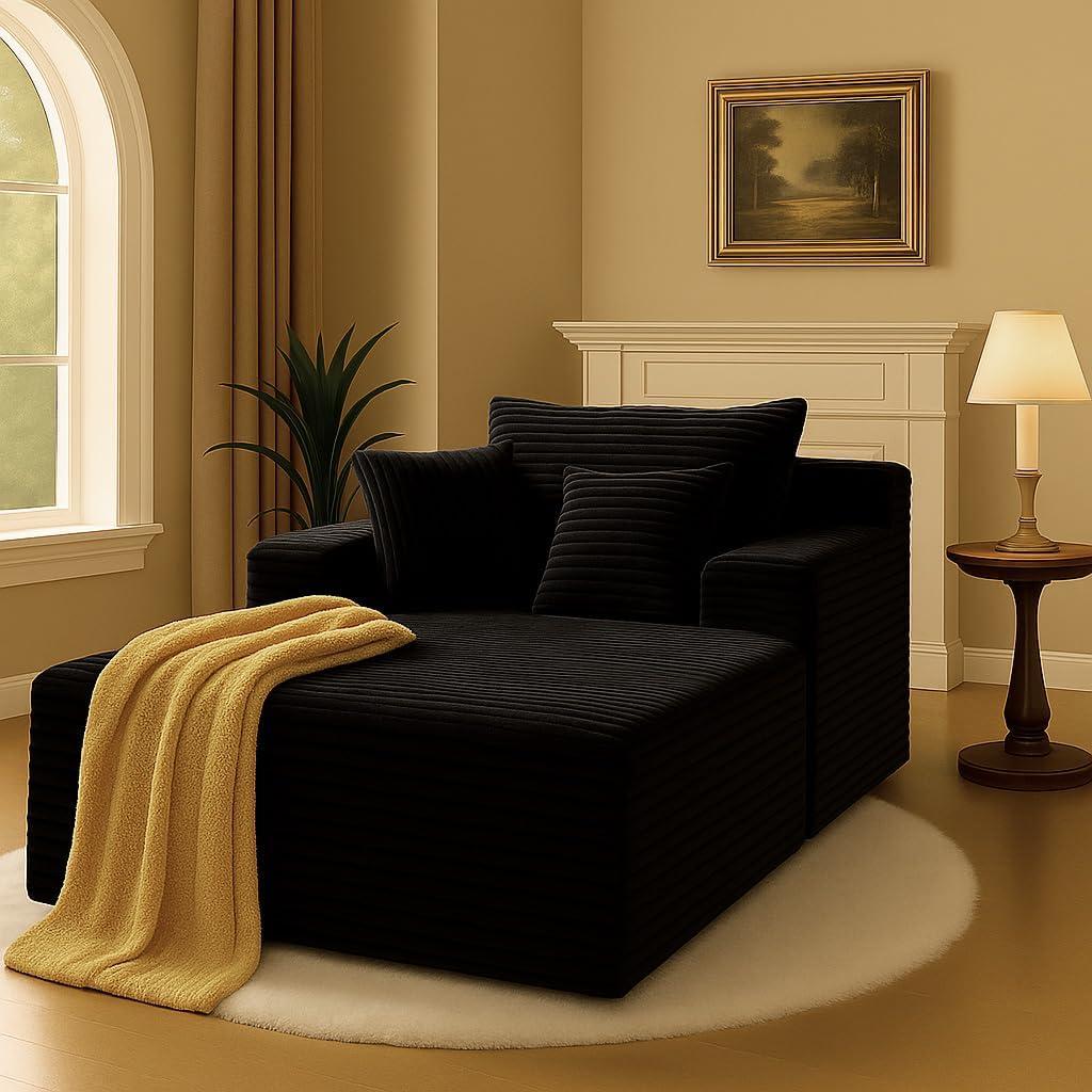 COMHOMA 105Modular Sectional Sofa with Deep Seat,Cloud Upholstered L-Shape Couch Wide Arms Corduroy Fabric High-Density Foam Chaise Lounge for Living Room No Assembly Required