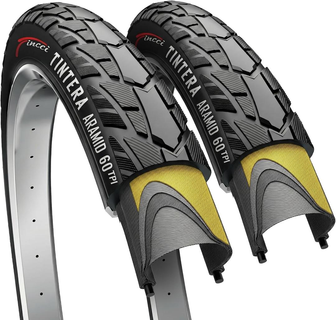 Fincci Tintera Gravel 700x45c Bike Tire - Pair Urban Lightweight Kevlar 700c Tires 47-622 with 1 mm Nylon Puncture Proof - Foldable 28 inch Bicycle Tyres for Electric, Road, Hybrid Bikes - 60 TPI