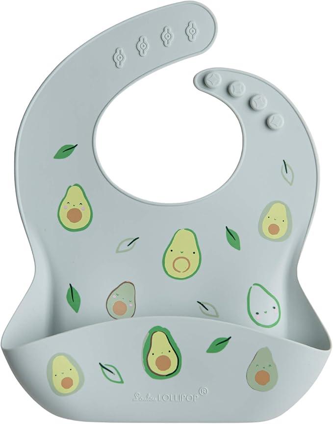 Loulou Lollipop Soft, Waterproof Silicone Feeding Bib for Babies and Toddlers Avocado