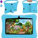 Veidoo Kids 7" Android Tablet PC, 2GB RAM, 32GB ROM, Safety Eye Protection, WiFi, Dual Camera, Games, Parental Control APP, Blue Silicone Case