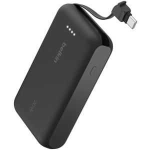 Belkin Portable Charger, Power Bank 10000 mAh with Integrated Cable - 20W Fast Charge USB-C Power Delivery, iPhone Charger - Apple iPhone 16 Series, iPad Pro, Samsung Galaxy S25, & More - Black