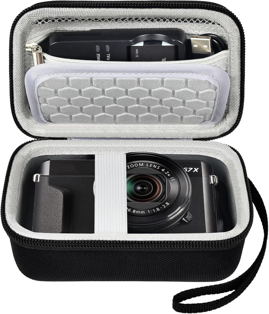 Comecase Hard Shell Digital Camera Case for Canon PowerShot G7X Mark III/II/ SX740/ for Sony Cybershot/for Ricoh GR III/for Kodak Pixpro, Deep Vlogging Camera Bag for Battery Charger, Black
