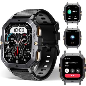 Smart Watch BT101 Waterproof Military Watch 2.03 HD Touchscreen, Sport Fitness Activity Tracker Blood Pressure Blood Oxygen Heart Rate Monitor Smartwatches Compatible with iOS and Android