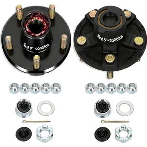 Redants 2 Sets 2000lbs Trailer Hub Kit 5 Lug 4.5", Pre-Installed and Lubricated 54.5 Trailer Axle Kit for 2000lbs 1-1/16'' Trailer Axles, Boat Trailer Hubs 5 Lug(only for Straight Spindle)