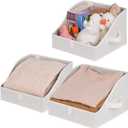 GRANNY SAYS Closet Storage Bins, Clothes Organizer and Storage Bins, Trapezoid Storage Boxes with Handles, Storage Baskets for Shelves, Pearl White, Medium, 3-Pack