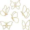 Hotop 6 Pieces Metal Butterfly Wall Decor Metal Wall Art Heart Hanging Decorations Wire Flowers Decals Decor for Kitchen Bathroom Indoor Outdoor Wedding Birthday Party(Classic, Gold)