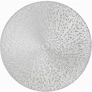 Snowkingdom Round Silver Placemats Set of 18, 15 Inch Round Metallic Hollow Vinyl Place Mats, Washable Easy Clean Wipeable Non Slip PVC Kitchen Dining Table Mats for Wedding Outdoor Party Decoration