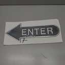 6" x 15.5" Left Arrow Enter Statement Plaque Sign with Lawn Stake - White/Black