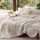 Bedsure Queen Comforter Set - Beige Soft Bedding for All Seasons, Cationic Dyed Bed Set, 3 Pieces, 1 Queen Size Comforter (90"x90") and 2 Pillow Shams (20"x26"+2")