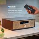Crosley CR3501A-MA Fleetwood Retro Alarm Clock FM Radio and CD Player with Stereo Bluetooth Speakers, Mahogany