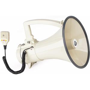 Heavy Duty 75W Professional Megaphone Bullhorn Speaker with Built-in Microphone-Rechargeable Battery&Portable Strap-Siren -USB/SD/AUX Input-Ideal for Football, Baseball,Coaches (Beige)