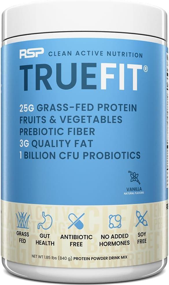 TrueFit Gut Healthy Protein Powder, Grass-Fed Whey Meal Replacement Shake with Prebiotics, Probiotics, & Organic Superfoods, Keto, Gluten Free 1.85 lbs (29.6 Ounce (Pack of 1))