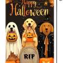 Halloween Garden Flag Golden Retriever Decor 12x18 Double Sided For Outside Dog Garden Flag Halloween Yard Decorative Flags Ghost Spooky Welcome Hallo-ween Outdoor Holiday Home Decor Summerween Yard