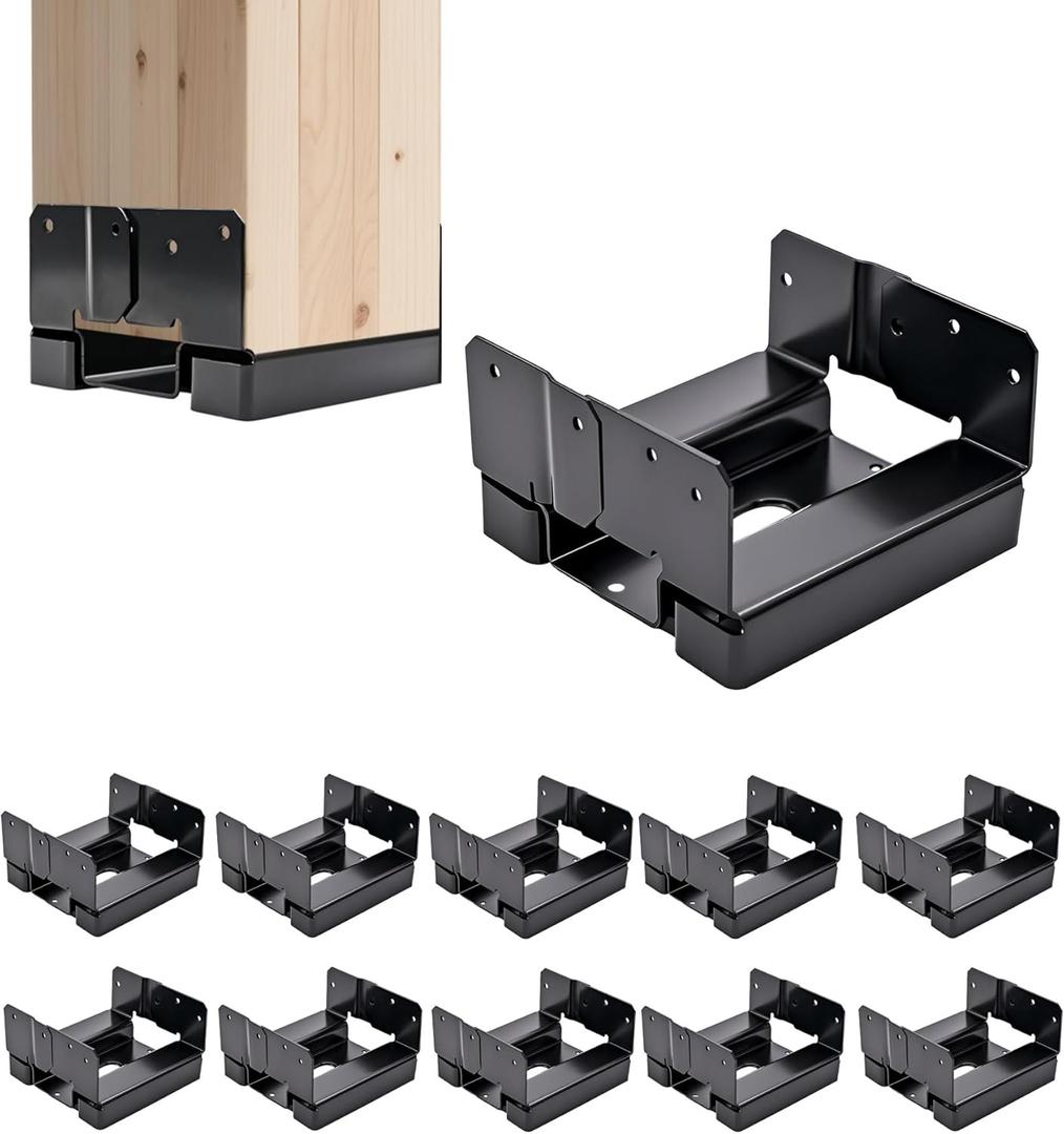 10 PCS 6x6 Post Base for Concrete,Brackets for Wood Posts,Heavy Duty Powder Coating Rust Prevention,Suitable for Deck terraces/pavilions/Steps/Fences Post Anchor Base