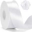 KINGLAKE White Ribbon 1 1/2 inch - 100 Yards Polyester White Satin Ribbon for Gift Wrapping Wedding Birthday Party Decoration DIY Crafts Floral Bouquets and Wreath Bows