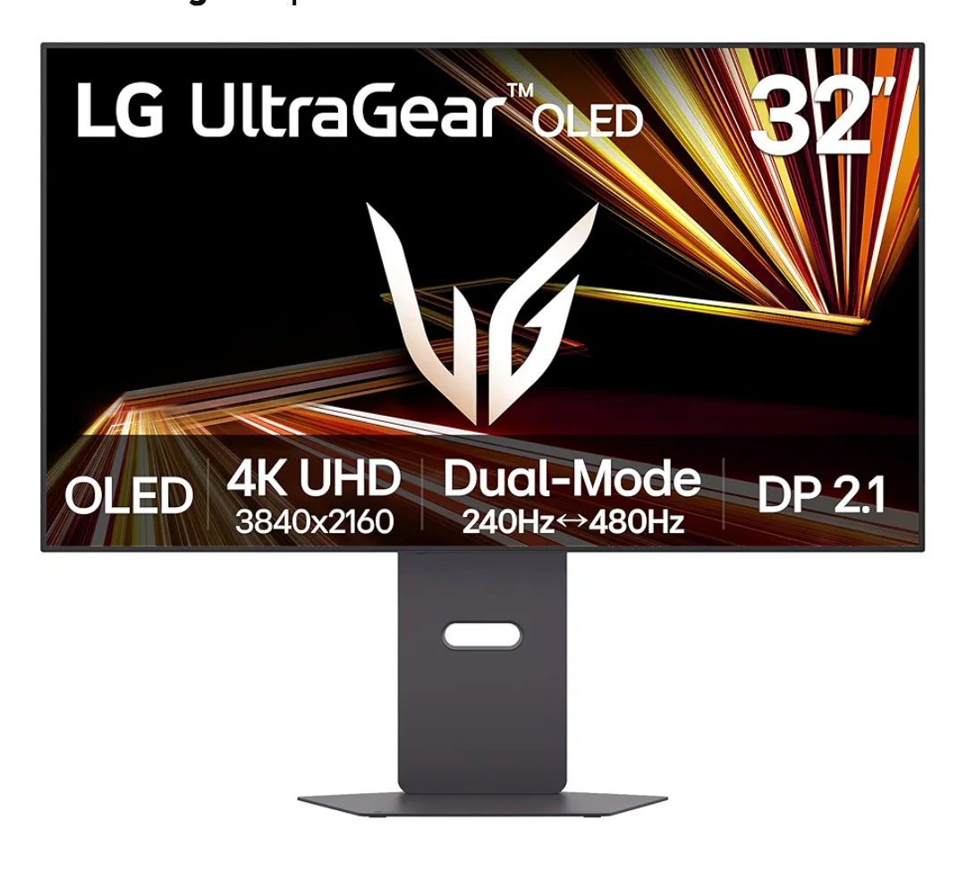 LG 32GX870A-B 32-inch Ultragear 4K UHD (3840 x 2160) OLED Gaming Monitor, Dual-Mode, 240Hz, 0.03ms, NVIDIA, AMD FreeSync Premium Pro, VESA DisplayHDR True Black 400, USB Type-C, DP2.1