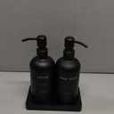 Black Soap Dispenser Bathroom Set, Soap and Lotion Dispenser Set with Stainless Steel Pump, Perfect for Bathroom Decor (Black)