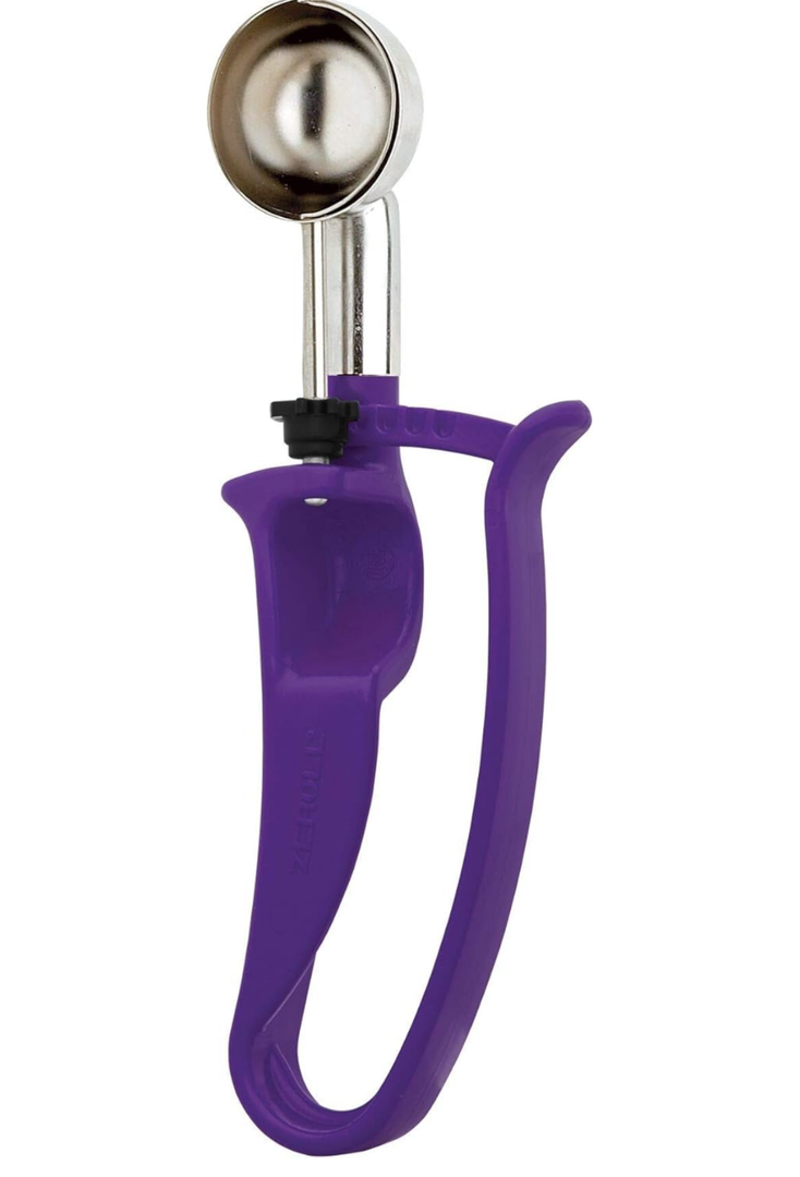 Zeroll Universal Standard Length EZ Disher Food Portion Control Scoop Designed for Right or Left Hand Use Dishwasher Safe NSF Approved, 1 9/16-Inch, Orchid
