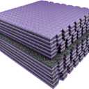 AIRHOP Upgraded 0.79" Extra Thick 48 Sq Ft High-Density Eva Foam Exercise Gym Mats, 12 Pcs Large Interlocking Puzzle Floor Tiles (24"x24") for Home Gym (Black/Purple)