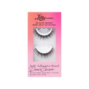 Lilly Lashes Self Adhesive Eyelashes (Half Lashes), No Lash Glue Needed, Body Heat Activated Press on Lashes, Reusable Self Adhesive Eyelashes Up to 5x, Easy to Apply & Remove (DreamChaser)