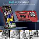 DEERLAMN Case for iPhone 16 Pro with Slide Camera Cover+Screen Protector(2 Packs), Rotated Ring Kickstand Military Grade Shockproof Protective Cover-Red