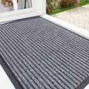 OLANLY Front Door Mat Indoor Outdoor Entrance, Waterproof Heavy Duty Doormat, Fade Resistant, Low Profile, Easy Clean Patio Porch Welcome Floor Mats for Entry, 29.5x17, Light Gray