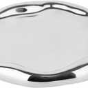 Silver Tray Decorative Vanity Tray Bathroom Tray Jewelry Dish Ceramic Silver Round Plate Holder Makeup Tray Home Organizers Irregular Storage Plate Bathroom Organizer (Round)