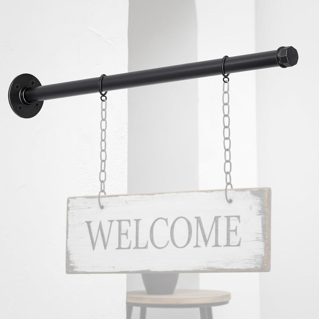 Zonon 24'' Hanging Sign Bracket with Adjustable Rings Street Holder Hanger Metal Wall Bracket with Mounting Hardware for Business Shop Home Office Classroom Outdoor - No Sign