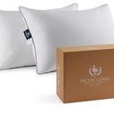 Pacific Coast Goose Feather and Down Bed Pillows Standard Size Set of 2, Hotel Pillow for Sleeping, Downproof, Soft, Fluffy, 100% Cotton Shell