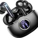 A10 Pro Wireless Earbuds Bluetooth 5.3 HiFi Stereo, 50H Playback LED Digital Display Earphones, ENC Noise Cancelling Mic, Ergonomic Sport Headphone Headset for Gym/Running/Work-Black