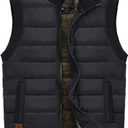VtuAOL Men's Outerwear Vest for Men Winter Puffer Vests Fleece Lined Outdoor Warm Sleeveless Jackets (Black, L)