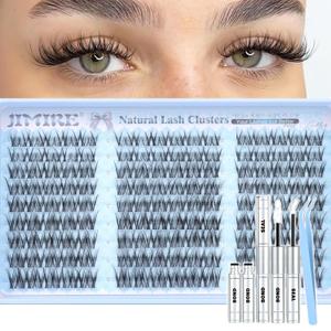 Spider Lash Clusters Kit Spider Lashes Clusters Wispy Fluffy Cluster Eyelash Extensions Kit Natural Look 10-16MM D Curl Manga Eyelash Clusters Kit with Lash Bond and Seal Breeze Lash Extensions Kit