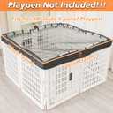 PJYuCien Dog Playpen Mesh Top Cover, Fits 24 Inch 8 Panels Regular Square Plastic Exercise Pet Pen, Adhesive Tape Connections, Black (Note: Cover Only, Fence Not Included)