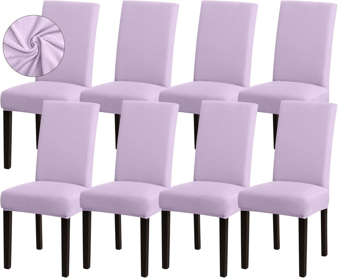 Sufdari Dining Chair Covers,Kitchen Chair Cover,Parsons Chair Slipcover,Spandex Chair Protectors for Dining Room Stretch Chairs Cover Set of 8 -Purple