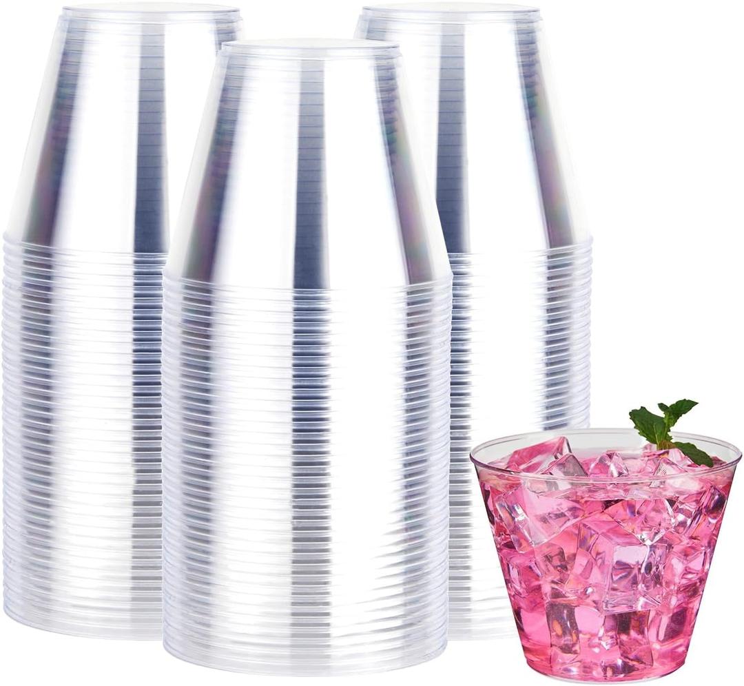 RACETOP 9 oz 200 packs Clear Disposable Plastic Cups, Durable Plastic Cups Tumblers, Perfect for Parties, Wedding and Festival Events