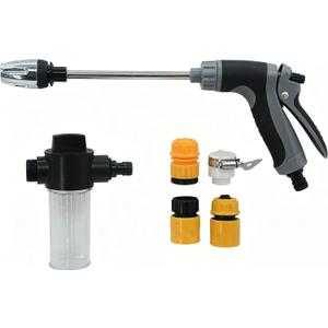 Aquoxis Spray Nozzle, High Pressure Washer Hose Nozzle Gun with Foam, 2 Universal Connectors, Metal Leak-Proof Design, Fits Standard Garden Hoses for Car Washing.