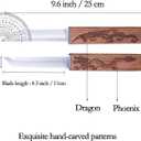 Lancici 2 In 1 Steak Knive Set, Double Blades Professional Sharp Steak Knives Wood Handle with Pairing Bamboo Knife Sheath, Unique Camping Fruit Knife Set for Meat Bbq Outdoor