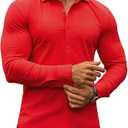 COOFANDY Men's Muscle Fit Dress Shirts Wrinkle-Free Short Sleeve Casual Button Down Shirt, Size M