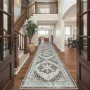 Madane Hallway Runner Rug 3x16 - Vintage Non Slip Washable 16ft Kitchen Runner for Entrance Soft Long Carpet Runners for Living Room Bathroom Low Pile Floor Mat for Bedroom Dining Room, Black